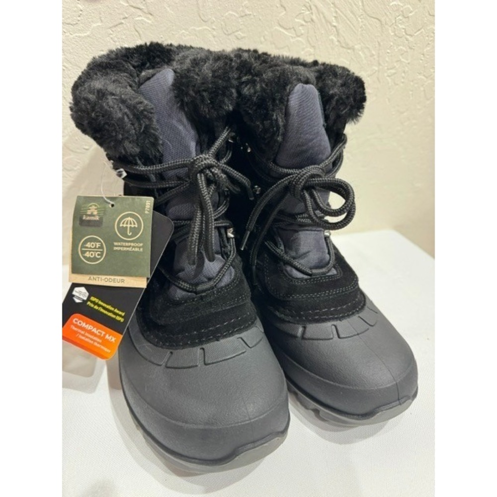Kamik SnoValley 5 Womens Snow Boots Size 7 Black Waterproof Leather Winter NWT